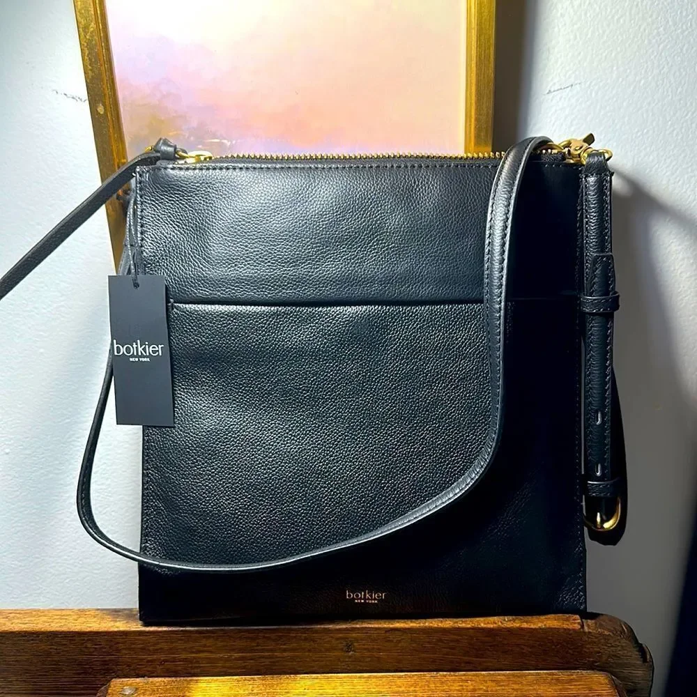 Botkier Chelsea Pebbled Leather Crossbody Bag With Gold Hardware.